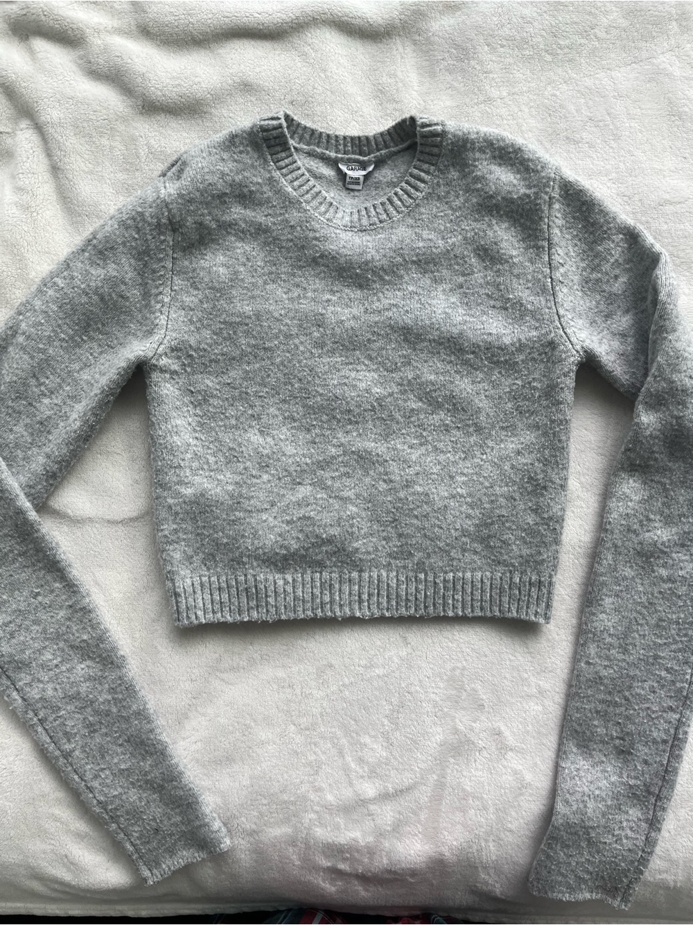Light Gray Cropped Crewneck Sweater